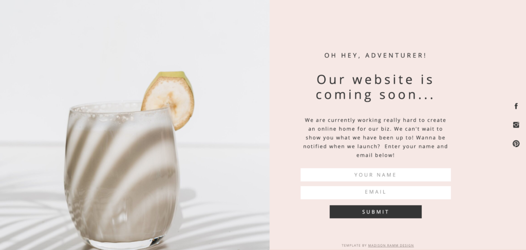 Showit Coming soon page contemporary website template